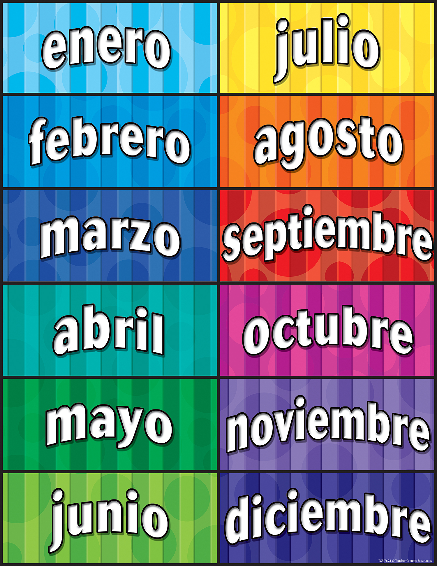Months Of The Year Spanish Chart LRC