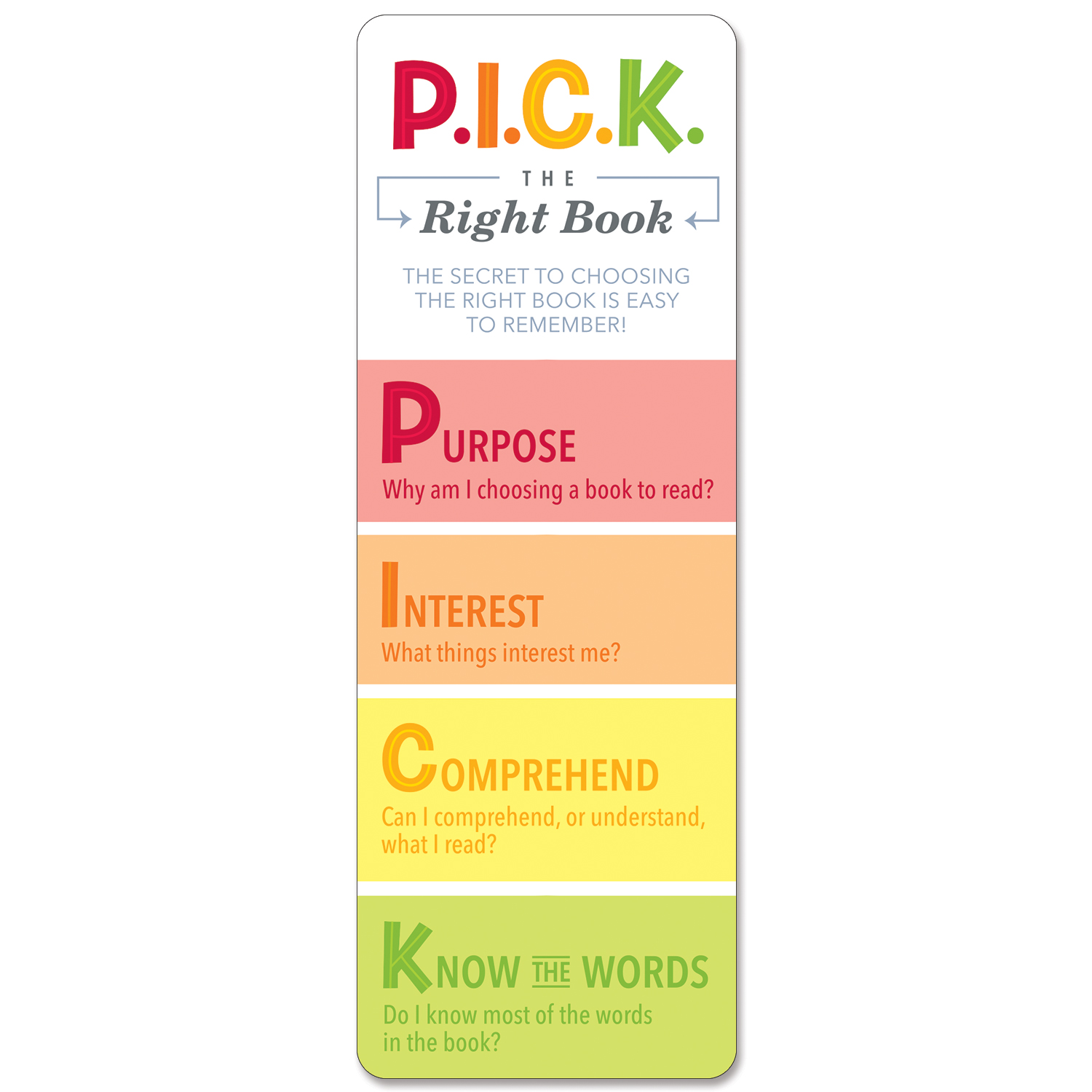 0900 The Right Book Bookmarks Creative Teaching Press P.I.C.K